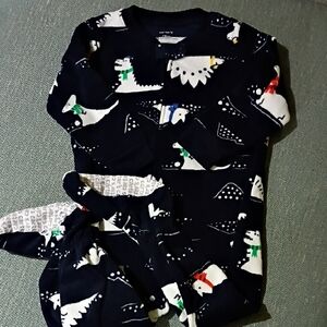 Carter's Dark Blue Sleeper With Footies And Features Dinosaur Print